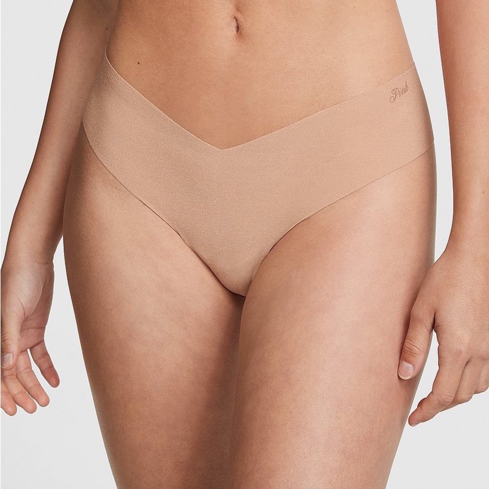 VICTORIA SECRETS / PINK /  NO-SHOW HIGH-LEG THONG PANTY TAN